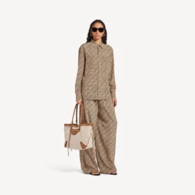 Chemise Monogram pour femme, beige/noir