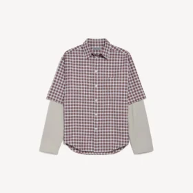 Chemise pour homme à manches inversées, rouge/bleu marine
