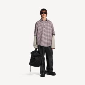 Chemise pour homme à manches inversées, rouge/bleu marine