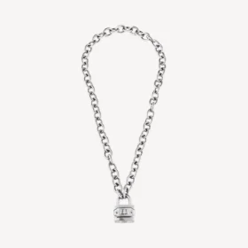 Collier avec cadenas en argent/argent vieilli
