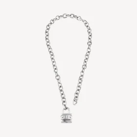 Collier avec cadenas en argent/argent vieilli