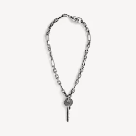 Collier fin Neverlost pour homme, finition argent antique