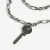 Collier fin Neverlost pour homme, finition argent antique
