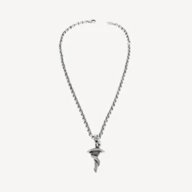 Collier gothique en forme de serpent en argent vieilli Collier gothique en forme de serpent en argent vieilli