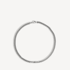 Collier gourmette fin pour homme « BB Icon » en argent vieilli
