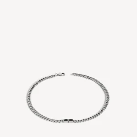 Collier gourmette fin pour homme « BB Icon » en argent vieilli