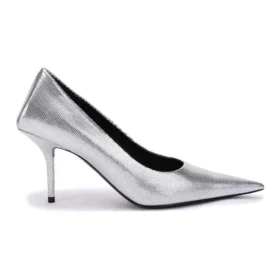 Escarpins à talon carré gaufrés « Silver » 572879WBB208100