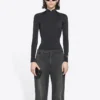 FW21 T-shirt de sport slim à manches longues noir 6617534B0B11077