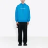 Haut à capuche à manches longues Balenciaga FW21 avec logo, bleu, pour homme 570811TIV557560