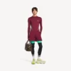 Haut technique ajusté à manches longues pour homme, couleur bordeaux/aqua Haut technique ajusté à manches longues pour homme, couleur bordeaux/aqua