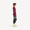 Haut technique ajusté à manches longues pour homme, couleur bordeaux/aqua Haut technique ajusté à manches longues pour homme, couleur bordeaux/aqua
