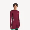 Haut technique ajusté à manches longues pour homme, couleur bordeaux/aqua Haut technique ajusté à manches longues pour homme, couleur bordeaux/aqua
