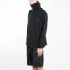 Homme : Balenciaga, col montant, demi-fermeture éclair, logo brodé, noir 486144TWK521000