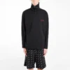 Homme : Balenciaga, col montant, demi-fermeture éclair, logo brodé, noir 486144TWK521000