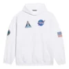 Homme Balenciaga x NASA FW21 Crossover Logo, sweat à capuche classique en coton, coupe ample, manches longues, blanc 651799TKVD89040