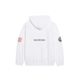 Homme Balenciaga x NASA FW21 Crossover Logo, sweat à capuche classique en coton, coupe ample, manches longues, blanc 651799TKVD89040 Homme Balenciaga x NASA FW21 Crossover Logo, sweat à capuche classique en coton, coupe ample, manches longues, blanc 651799TKVD89040