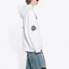 Homme Balenciaga x NASA FW21 Crossover Logo, sweat à capuche classique en coton, coupe ample, manches longues, blanc 651799TKVD89040