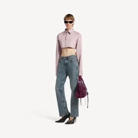 Jean femme coupe classique, bleu vintage délavé