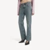 Jean femme coupe classique, bleu vintage délavé