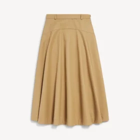Jupe en coton coupe trapèze pour femme, couleur camel