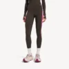 Leggings techwear pour femme, couleur marron kaki/rose fluo