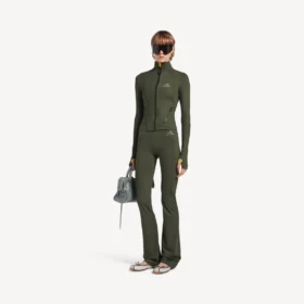 Leggings évasés Techwear pour femme, couleur kaki/citron vert