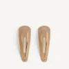 Lot de 2 barrettes à clip Holli XXL pour femme, couleur beige/argent brillant