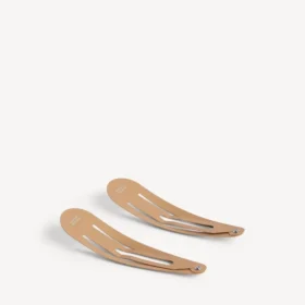 Lot de 2 barrettes à clip Holli XXL pour femme, couleur beige/argent brillant