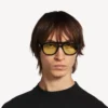 Lunettes de soleil Pilot pour homme, modèle de tous les jours, noir/jaune