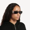 Lunettes de soleil rectangulaires Dynasty pour femme, noires