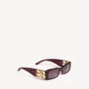 Lunettes de soleil rectangulaires pour femme Dynasty, couleur bordeaux foncé