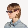 Lunettes de soleil rectangulaires pour femme Dynasty, couleur bordeaux foncé