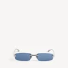 Lunettes de soleil rectangulaires pour femme « Gossip M » en ruthénium foncé/bleu