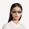 Lunettes de soleil rectangulaires pour femme « Gossip M » en ruthénium foncé/bleu