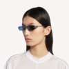 Lunettes de soleil rectangulaires pour femme « Gossip M » en ruthénium foncé/bleu