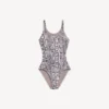 Maillot de bain femme imprimé python, couleur beige