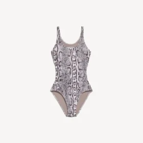 Maillot de bain femme imprimé python, couleur beige