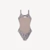 Maillot de bain femme imprimé python, couleur beige