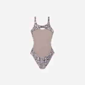Maillot de bain femme imprimé python, couleur beige