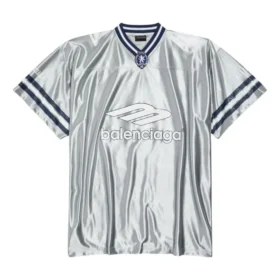 Maillot de football 3B à col en V brillant, coupe oversize « Gris-Blanc » 857113TTVQ71461