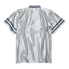 Maillot de football 3B à col en V brillant, coupe oversize « Gris-Blanc » 857113TTVQ71461