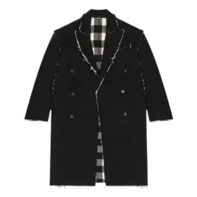 Manteau à carreaux Buffalo à bords bruts, coupe oversize « Black White » 704487TMU181070