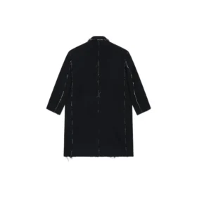 Manteau à carreaux Buffalo à bords bruts, coupe oversize « Black White » 704487TMU181070
