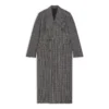 Manteau à carreaux à double boutonnage « Noir Gris » 704488TMU021070