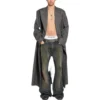 Manteau à carreaux à double boutonnage « Noir Gris » 704488TMU021070