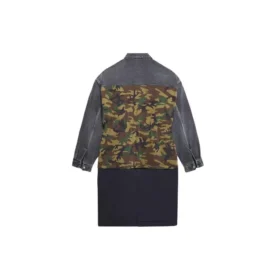 Manteau court à 3 couches en patchwork « Green Blue » 659092TKL142840