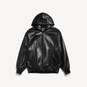 Manteau court à capuche pour homme, noir