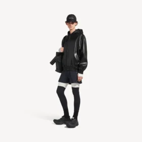 Manteau court à capuche pour homme, noir