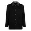 Manteau à double col en laine mélangée « Noir » 626314TIU071000