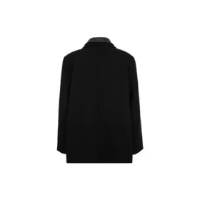Manteau à double col en laine mélangée « Noir » 626314TIU071000